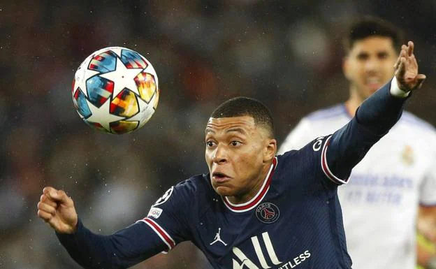 Kylian Mbappé, during the first leg against Real Madrid. 