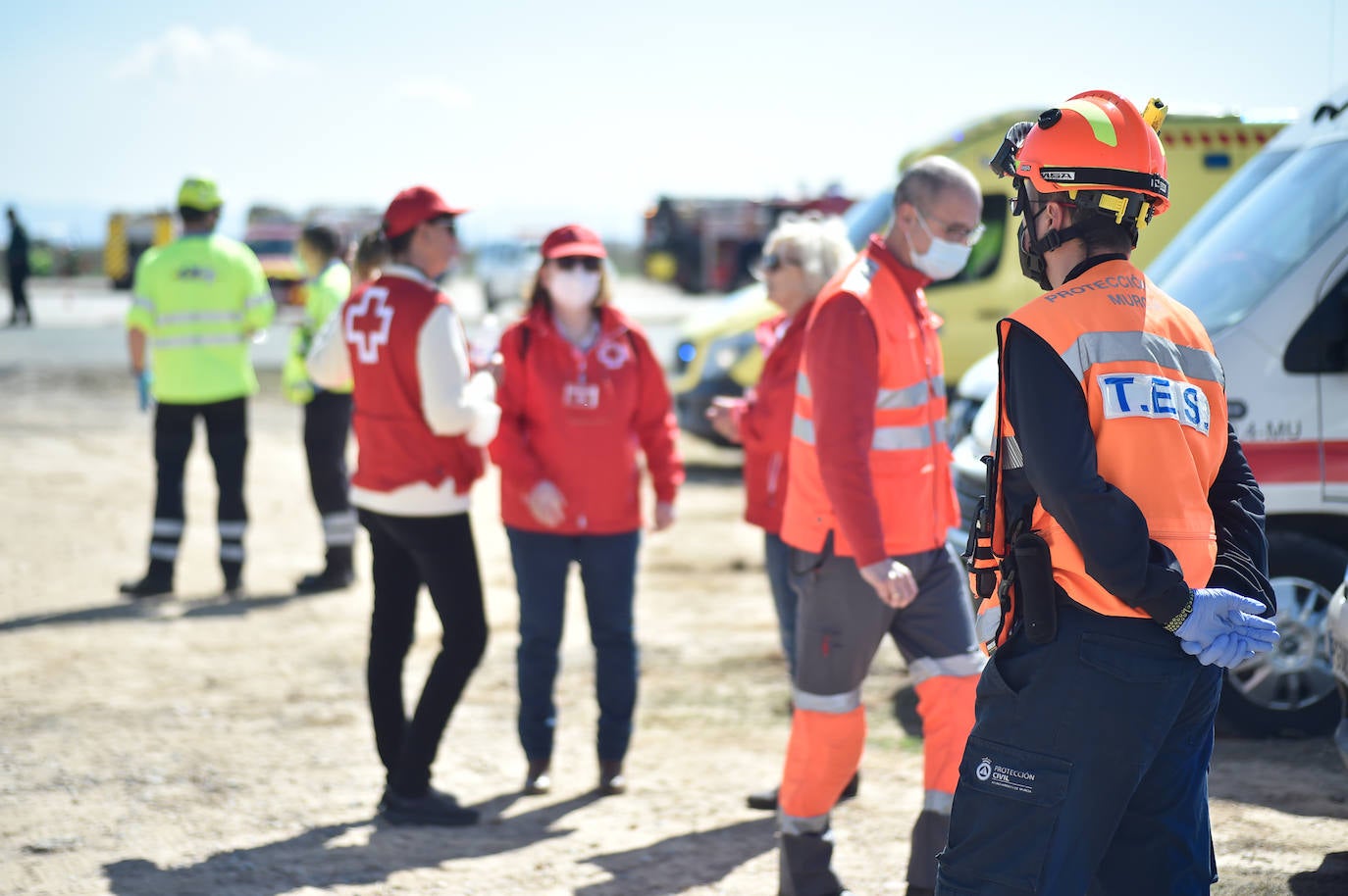 Simulacro de accidente aéreo en Corvera para coordinar los servicios implicados en la emergencia