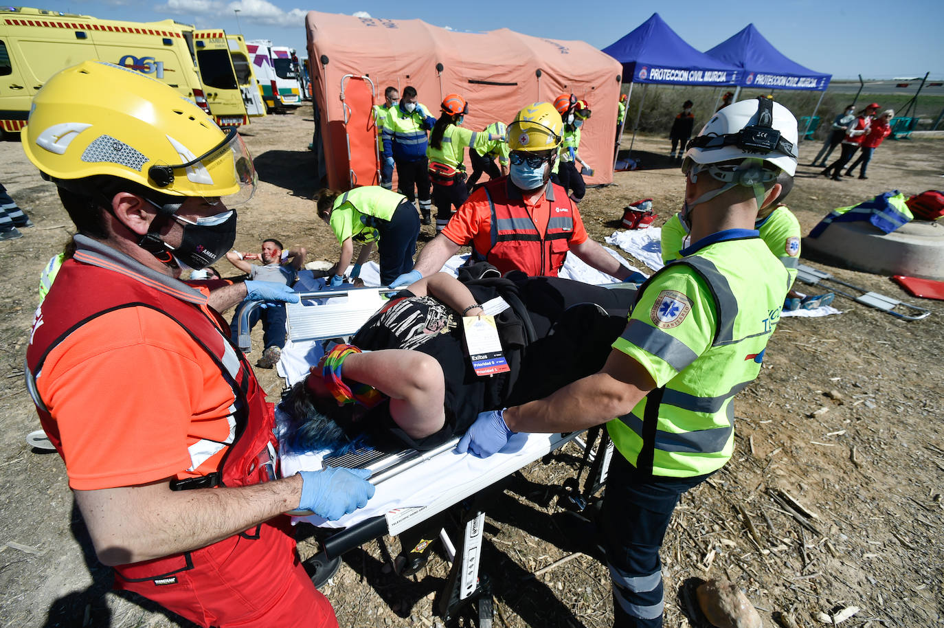 Simulacro de accidente aéreo en Corvera para coordinar los servicios de emergencia