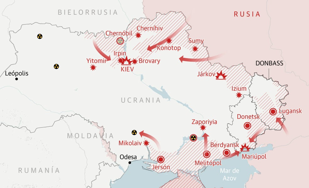 Un mes de invasión: el mapa de la guerra entre Rusia y Ucrania