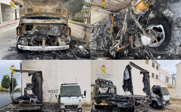 Detenido un vecino de Ceutí por incendiar cuatro vehículos