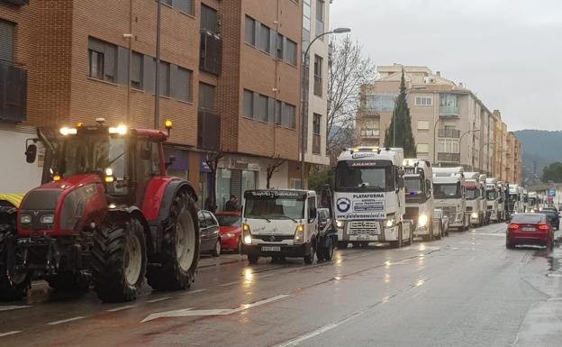 La protesta de los camioneros llega al centro de Caravaca de la Cruz