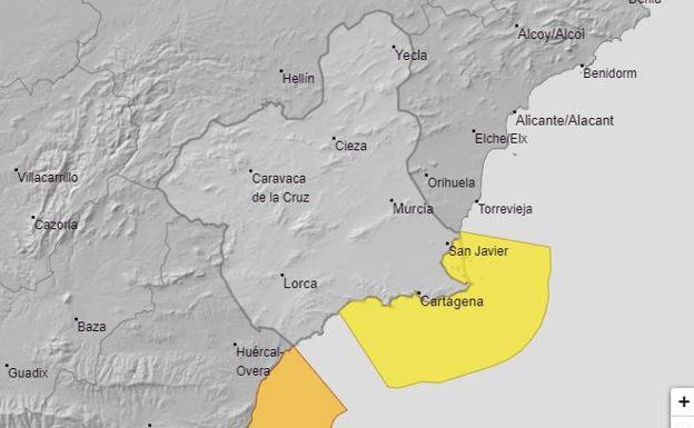 Aviso amarillo por olas de hasta tres metros en Cartagena y Mazarrón este martes