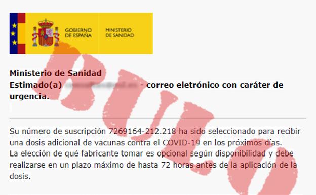 Fraude: Sanidad no está ofreciendo por correo una dosis adicional de la vacuna contra la Covid-19