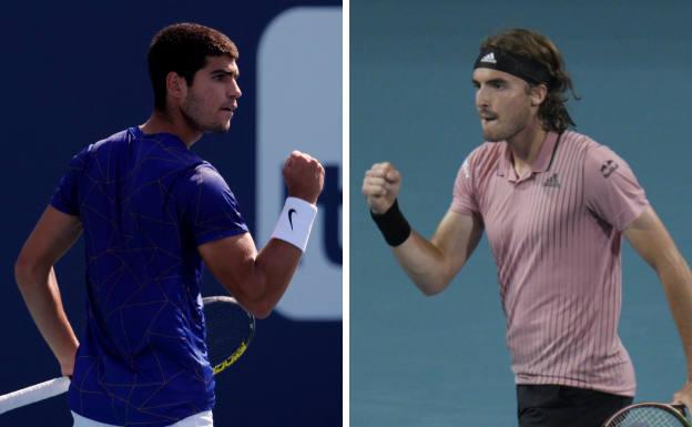Horario y dónde ver el partido entre Carlos Alcaraz y Stefanos Tsitsipas del Masters de Miami