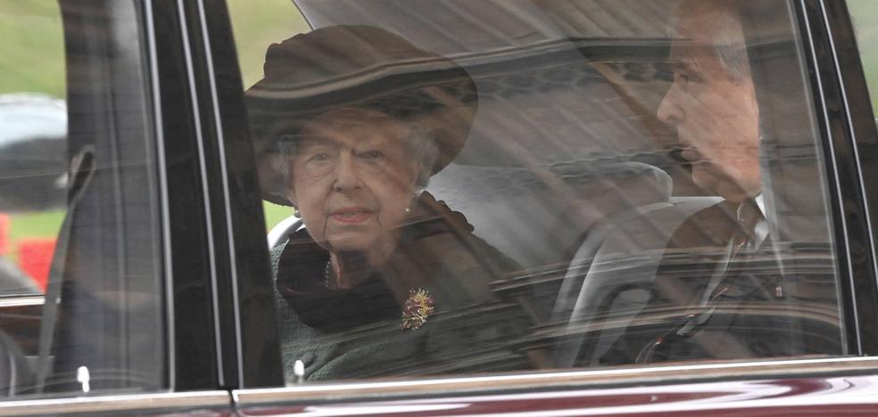 Elizabeth II leans on Andrew at the Duke of Edinburgh’s official farewell