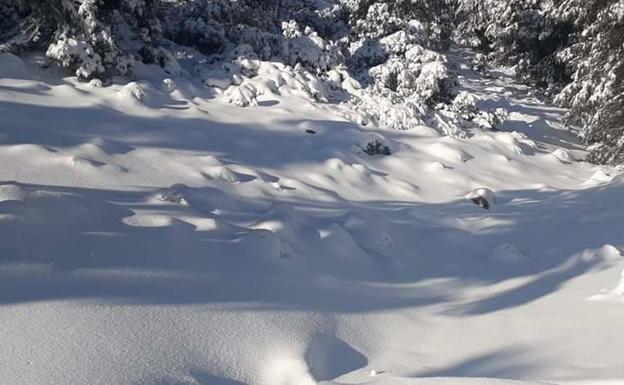 La nieve deja una postal navideña en abril en Sierra Espuña