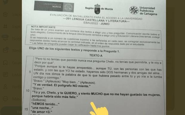 Las redes reaccionan a la prueba falsa de Lengua Castellana de la Ebau de la Región de Murcia