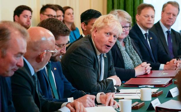 Johnson chaired his cabinet meeting at 10 Downing Street on Tuesday.