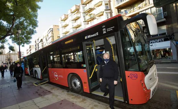A driver gets off a bus in Murcia, in a file photo.