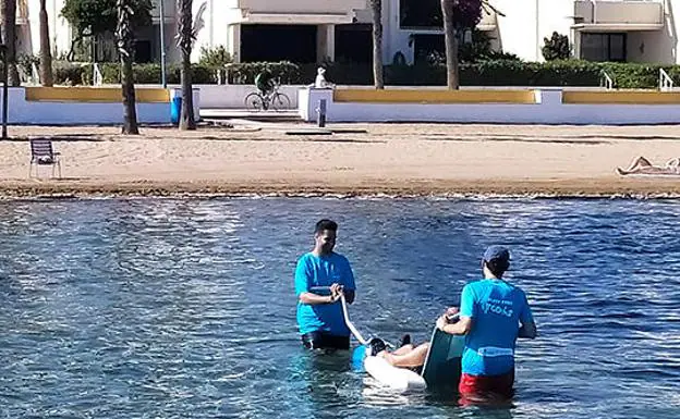 Presentation of assisted bathing on the beaches of Cartagena.