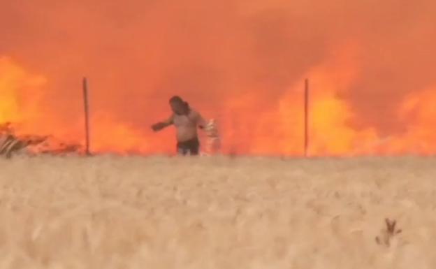 Un agricultor de Zamora se ve envuelto en llamas y salva su vida 'in extremis'