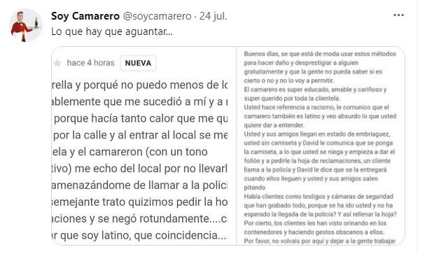 La contundente respuesta de un bar murciano a un cliente que les acusó de racismo