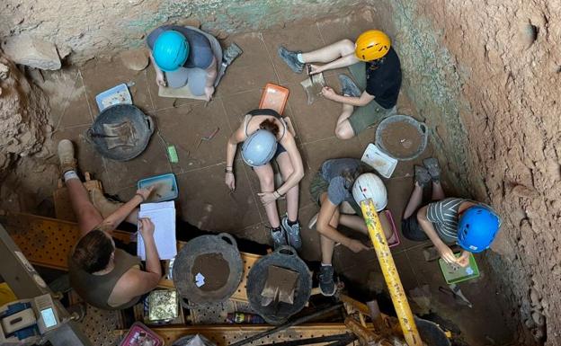 Hallan un hueso falangeal intermedio durante la campaña de verano en la Sima de las Palomas