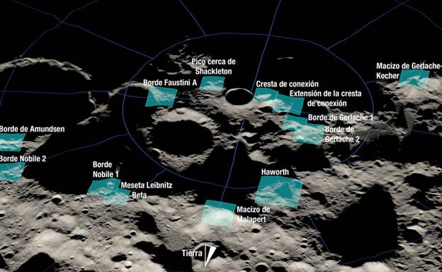 La NASA elige 13 zonas del polo sur lunar para el aterrizaje de la primera mujer