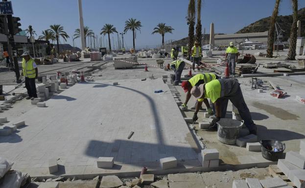 Arreón en la obra del Muelle Alfonso XII de Cartagena