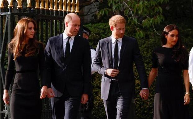 Princes Catherine and William and Harry and Meghan, this Saturday at Windsor Castle. 