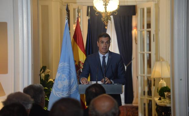 Pedro Sánchez, this Thursday at the residence of the Spanish ambassador to the UN.