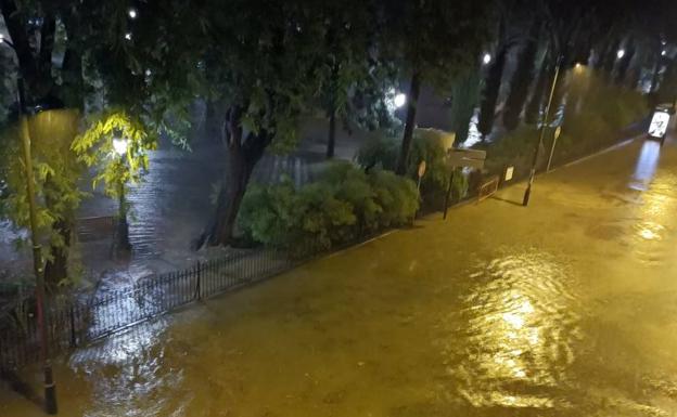 El diluvio durante la madrugada causa inundaciones, árboles caídos y destrozos en Murcia