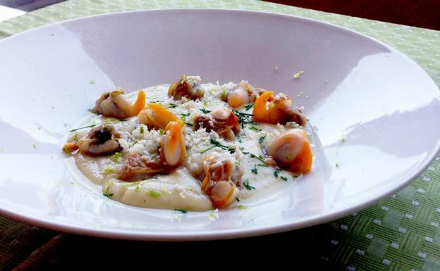 Crema de coliflor con berberechos