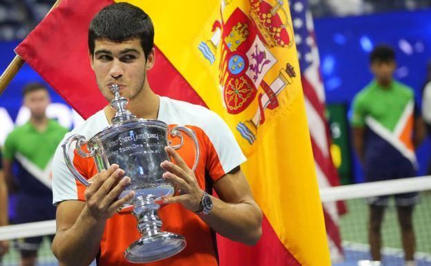 Carlos Alcaraz after winning the US Open, in September 2022.
