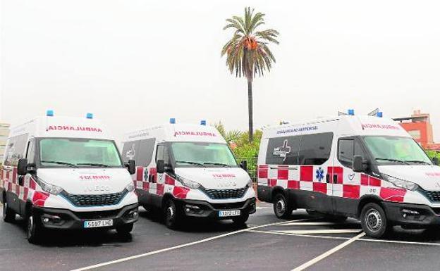 Three ambulances, in a file image.