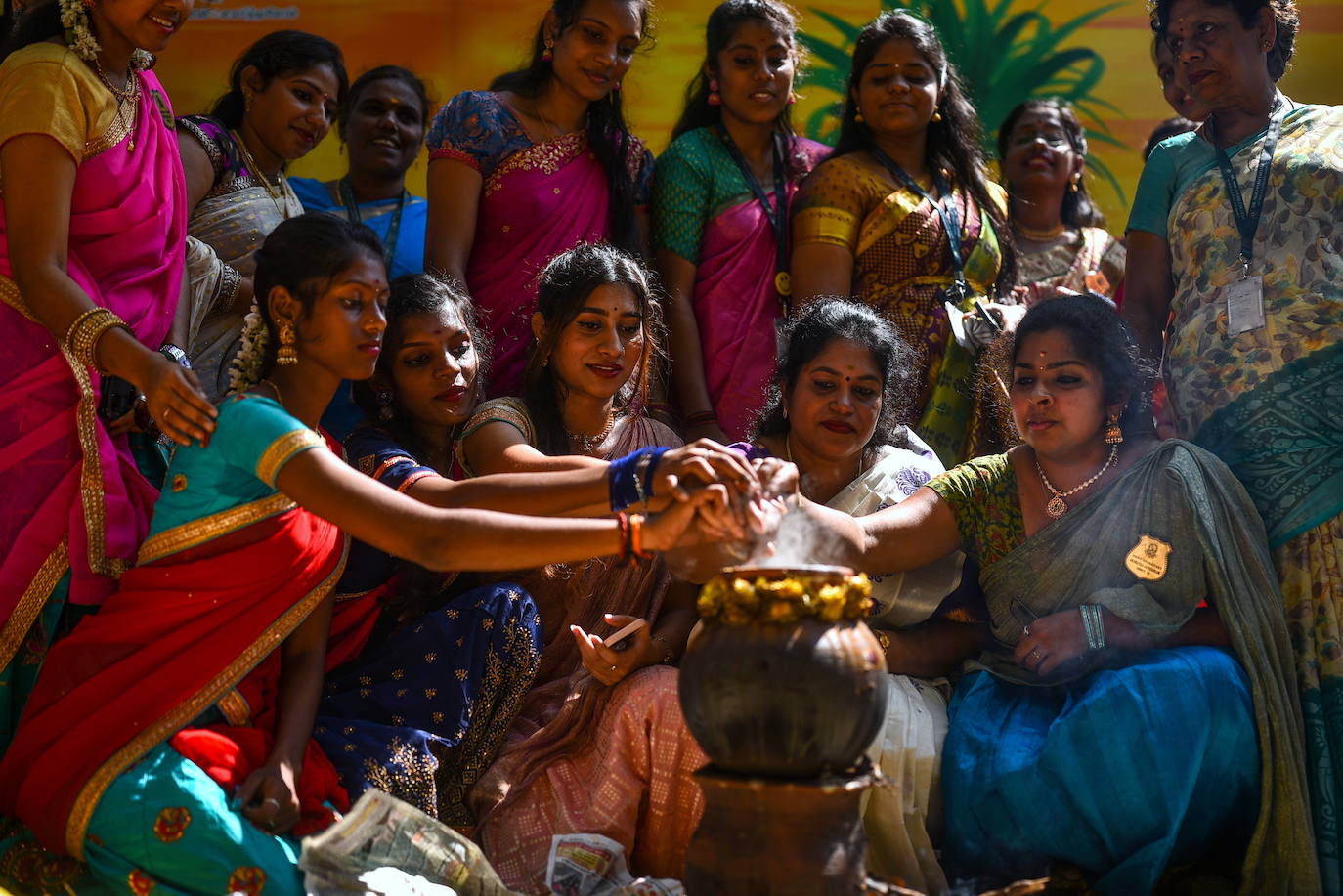 Preparadas para el Festival Pongal