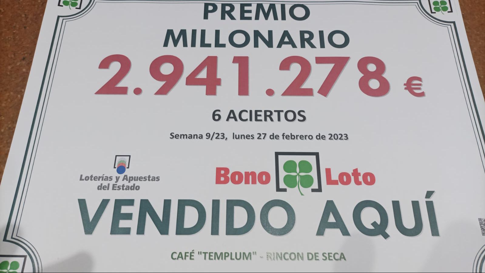 La Bonoloto deja casi tres millones de euros a un acertante en Murcia