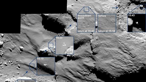 El módulo Philae registró el momento en que aterrizó en el cometa