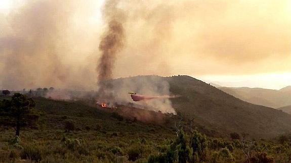 Los efectivos de extinción tratan de controlar sendos incendios en Castellón y Granada