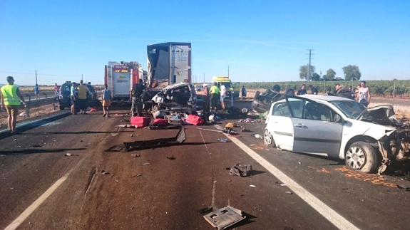 Detenido el conductor de un camión por un accidente múltiple en Ciudad Real con dos muertos