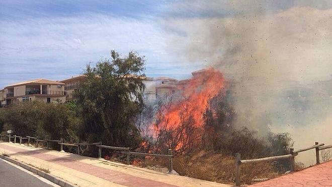 Un incendio calcina 6.000 metros de matorral en la costa oriolana