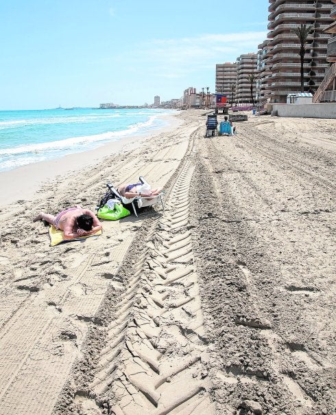 Las brigadas de limpieza retiran miles de medusas de las playas de La Manga