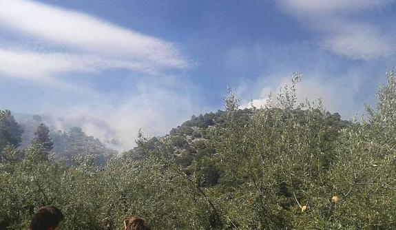 Un incendio forestal en un pinar de Benimassot queda controlado con medios aéreos