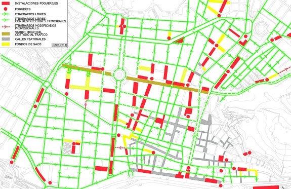 Hogueras y barracas sustituyen hoy a los coches en más de 300 calles