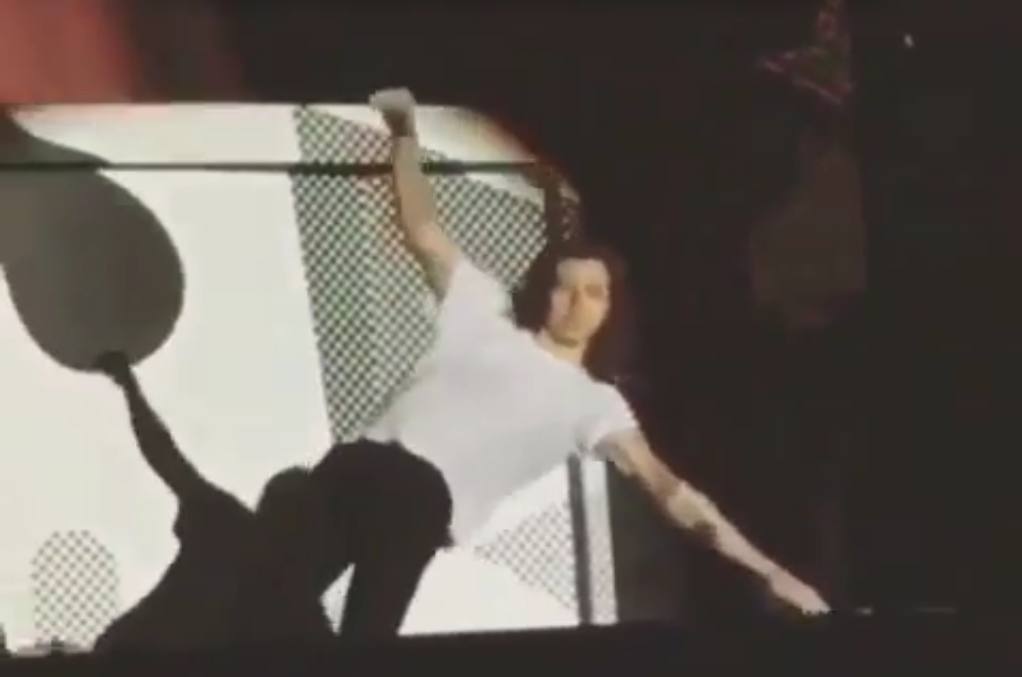 Harry Styles de One Direction tropieza y se cae en mitad de un concierto