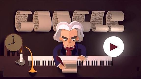 Beethoven cumple años en el 'doodle' de Google