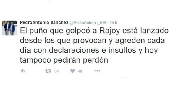 «El puño que golpeó a Rajoy está lanzado desde los que provocan con sus insultos»