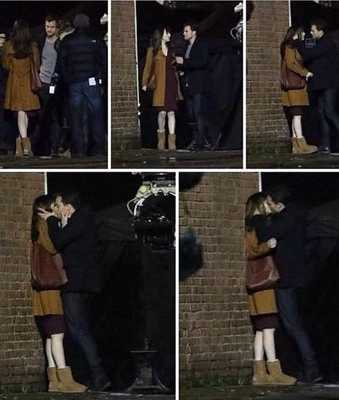 Jamie Dornan y Dakota Johson, de Cincuenta sombras de Grey, comparten un momento íntimo en un callejón