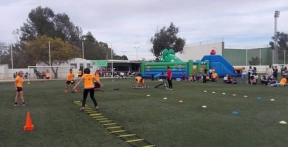 Actividades lúdicas en el campo de fútbol