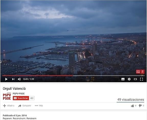 El PSPV cuelga en su perfil de Youtube el vídeo 'Orgull de ser valencians'