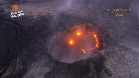 El volcán Kilauea sonríe mientras erupciona
