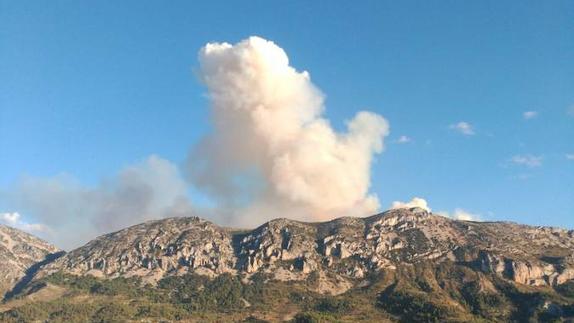 Un incendio forestal en Benasau obliga a cortar la CV-70