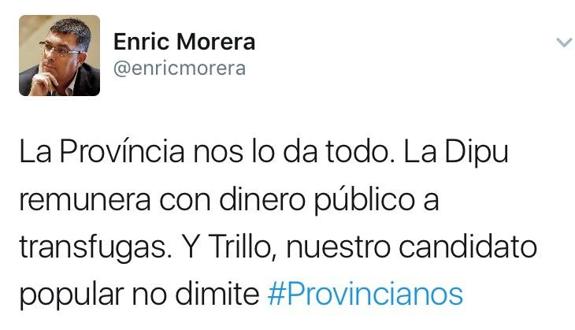 Morera llama «provincianos» a los dirigentes de la Diputación